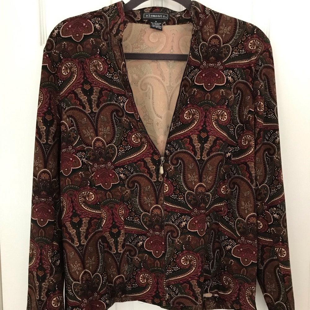 Elementz brand paisley lightweight zip-up jacket
